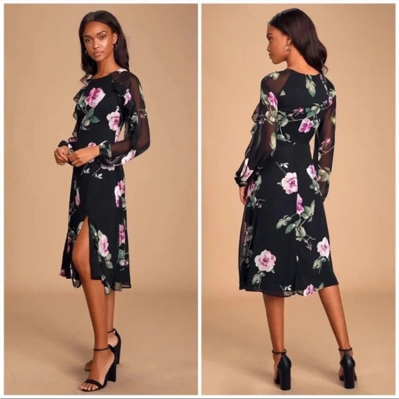 Lulus Once & flor all floral ruffle midi dress - Picture 2 of 15